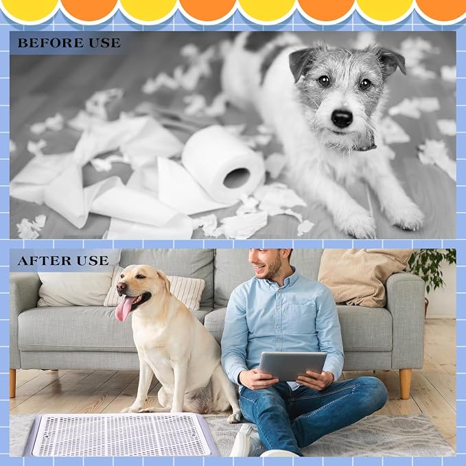 Mifoci Dog Training Pad Holder with Mesh Tray Non-Slip Leak Proof Puppy Potty Tray for Small Medium Large Dogs Pee Pad Holder Easy Clean Indoor Bathroom (25.59 x 18.90 Inch)