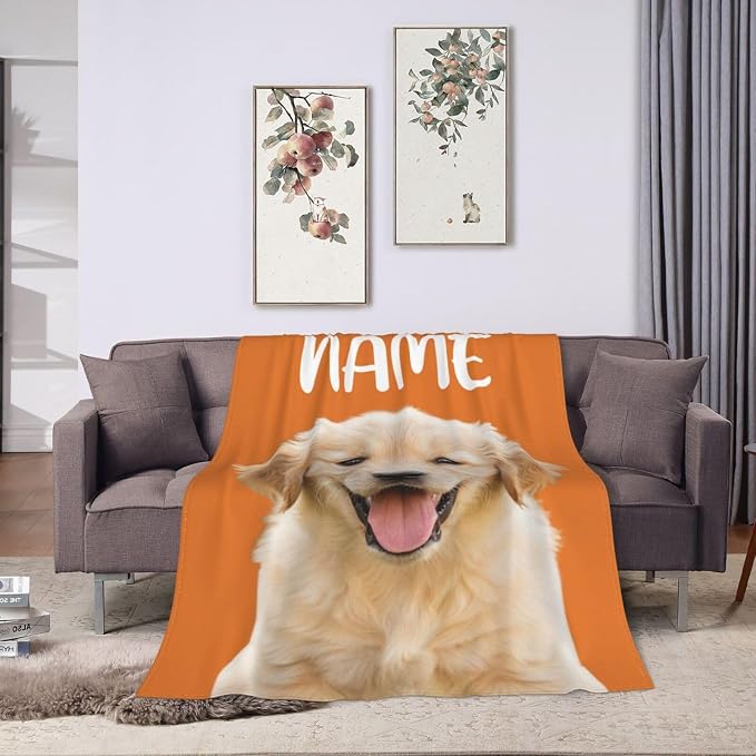 Nxwdwqa Personalized Dog Face Blanket Throws with Photos, Custom Pet Face Blanket, Dog Gifts for Pet Lovers, Customized Puppy Blanket for Adult Kid Birthday Christmas Fathers Mothers Valentines Gift