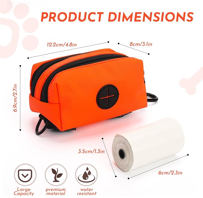 Dog Training Treat Pouch, Treat Bag Fanny Pack with Double-Zip Pocket and Four-Button Closure Waterproof Durable Dog Treat Pouch with 1 Roll of Dog Waste Bags