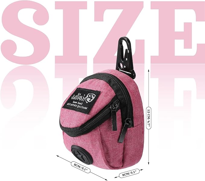 Talltalk 2 Pieces Dog Treat Pouch Pet Dog Poop Holder Dispenser Outdoor Carrier Waste Zipper Pouch with Metal Button for Most Leash(Pink,Grey)