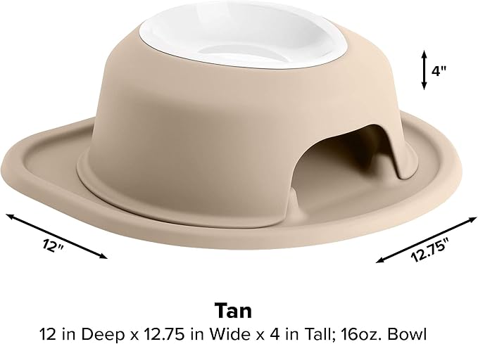 WeatherTech Single High Pet Feeding System w/Plastic Dog/Cat Bowls - 4" High Stand Tan (PSH1604TNTN)