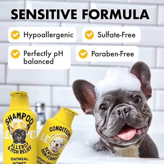 LEGITPET Oatmeal Dog Shampoo & Conditioner Set for Itchy Skin, 2 x 16 oz | Colloidal oatmeal, aloe and honey help soothe itchy, allergy-prone, dry and sensitive skin while conditioning the coat.
