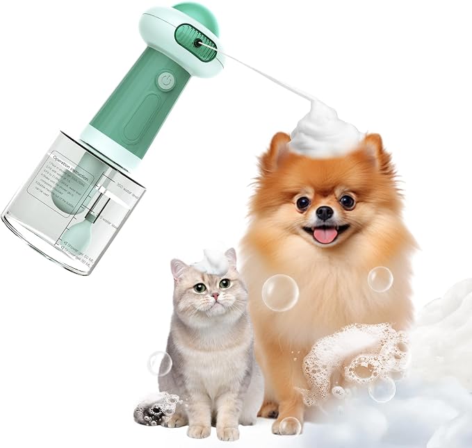 Electric Dog Shampoo Dispenser & Foam Machine - Automatic Pet Bath Soap Dispenser with Magnetic Charging, Waterproof Dog Shower Frother for Dogs, Cats, Puppies (Green)