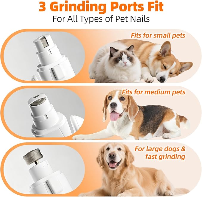 Dog Electric Nail Clippers & Grinder with Light, Quiet Cats Nail Trimmer | Large Medium Small Dogs & Cats - Painless Grooming Tool, 3 Speeds, Rechargeable, Splash Guard & Safety Lock(White)