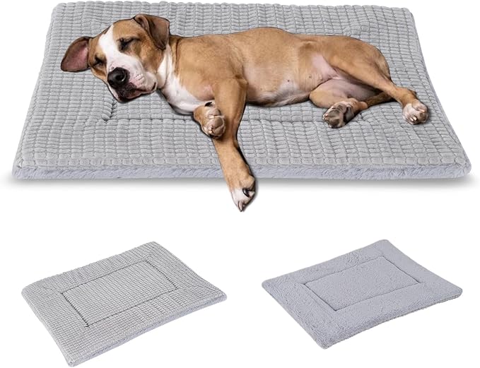 BVAGSS Dog Bed Mat,Reversible Crate Pad, Memory Foam Beds, Soft Warm Pet Cushion for Small Medium Dogs, Washable Pet Sleeping Mattress Kennel Bed Pad XH079 (42''x28''x1.6'',Grey)
