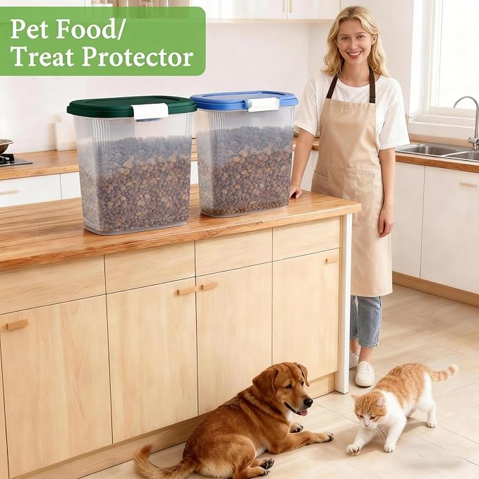 Airtight Dog Cat Food Storage Container 10 Lbs, Slim Tall Pet Food Bin | Pet Food Treat Container with Lid, Scoop and Cup, Clear Plastic Dry Food Storage Bin for Dog, Cat, Bird Seed, Kibble, Pellet