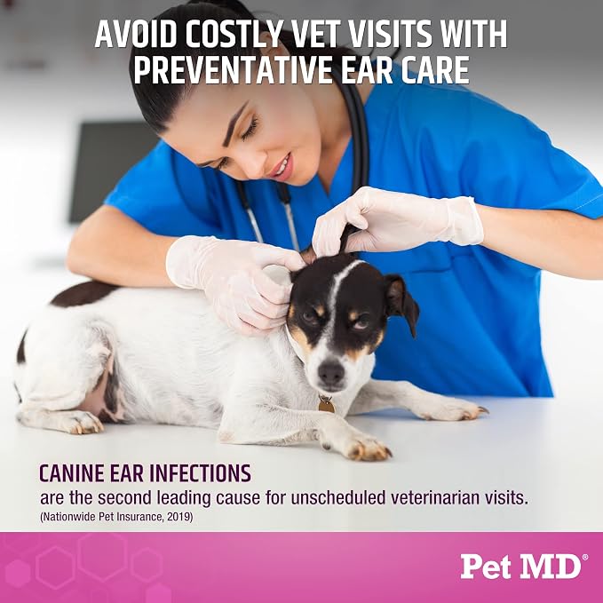 Pet MD Otic-Clean Ear Solution for Dogs & Cats - Pet Ear Cleaner - 1gal | Cleans and Reduces Wax Buildup to Help with Itch and Odor - Deodorizing Dog & Cat Ear Cleaner Solution