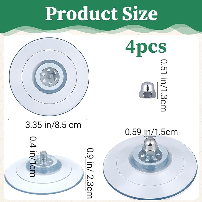 Cat Window Perch Suction Cup, Adhesive Suction Cup with Screws | 4 Pack PVC Sucker Pads, Replacement Strong Suction Cups, for Foldable & Cordless Cat Window, Holds up to 40 lbs