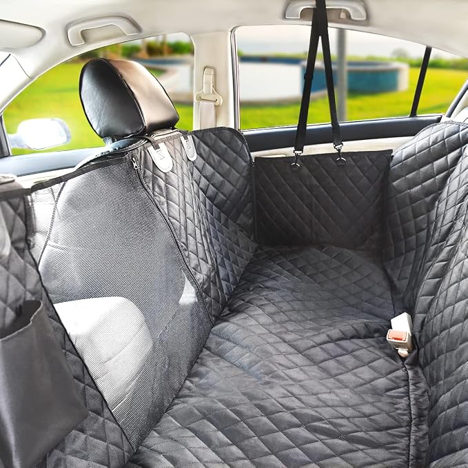 Vailge Dog Car Seat Cover for Back Seat, 100% Waterproof Back Seat Pet Cover for Dogs with Mesh Window, Scratch Prevent Antinslip Dog Hammock for Car