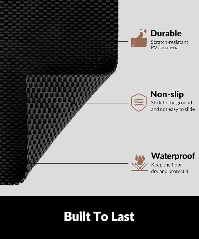 Cooyes Cat Litter Mat - Cut to Fit Any Place, 40"x28" Large Litter Trapping Mat for Litter Box, Easy to Clean, Waterproof & Non-Slip Kitty Pad, Scatter Control to Protect the Floor (Black)