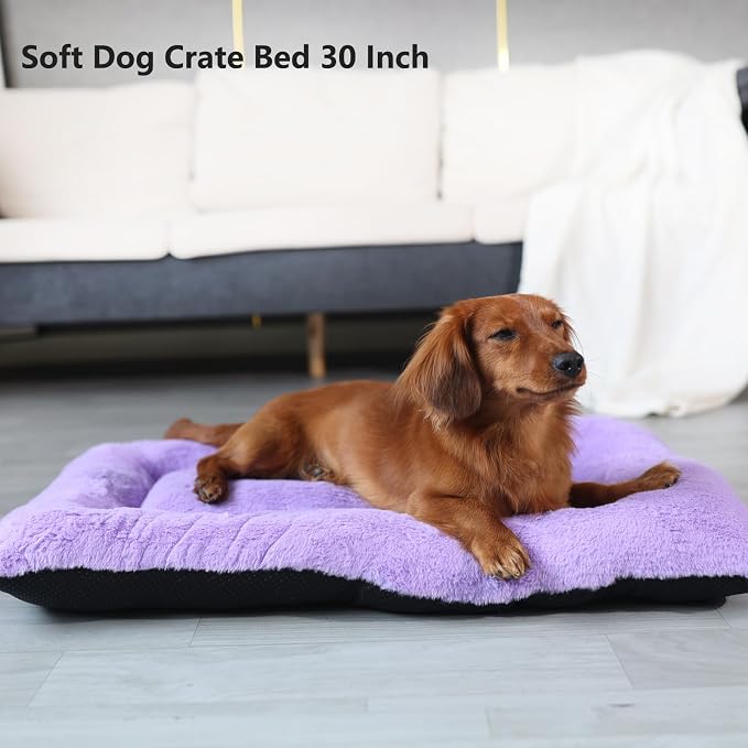 Crate Pad for Medium Dogs - Washable Pet Kennel Pad Fits 30-Inch Crate - Ultra Soft Flat Bed Mat, Cozy Sleeping, Anti-Slip, Grey, 30 x 19