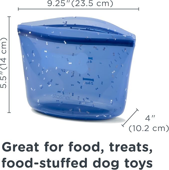 Stasher Pet Reusable Puppy Essentials Dog Travel Bag, Airtight Seal, Dog Travel Accessories, 4-Cup Dog Food Travel Container, Dog Food Travel Bag, Food Grade Silicone, Freezer & Dishwasher Safe