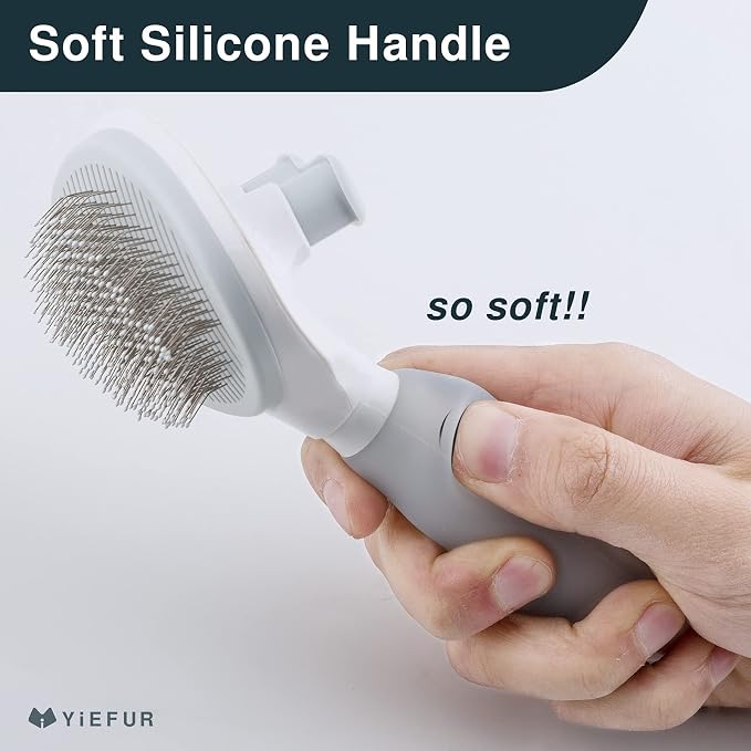Cat Brush for Shedding, Self Cleaning Brush for Long & Short Hair Cats | Removes Loose Hair,Gentle Massage,For Indoor Cats,Reduces Shedding,Soft Rounded Tips,Ergonomic Silicone Handle,Easy Grooming