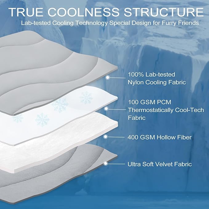 Cozyide Dog Cooling Mat, Q-Max>0.45 Thin Breathable Cooling Mat for Extra Large Dogs, Washable Reversible Dog Pad for Four Seasons, 40" L x 28" W, Light Grey