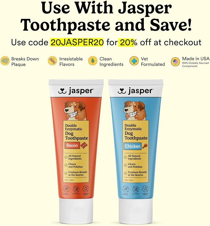 Jasper Dog Toothbrush, 360 Degree Pet Tooth Brushing Kit, Cat Toothbrush, Canine Dental Care & Teeth Cleaning Kit, Pet Finger Tooth Brush, Use with Dog Toothpaste, 10-Pack Blue