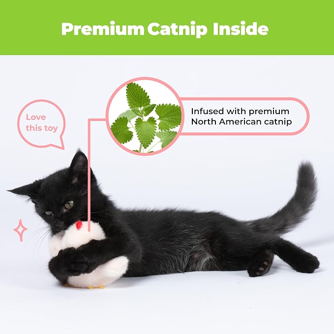 Catify Best Pet Supplies Flapping Duckling, Chick & Bird Cat Toy - Motion-Activated Wings, Realistic Chirps, Catnip-Infused Plush, USB-Rechargeable, Indoor Cats & Kittens, Self-Play Enrichment - Beige