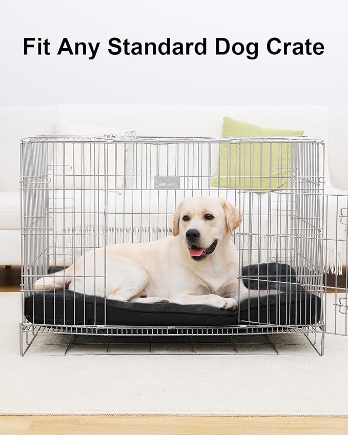 EMSLX Dog Crate Bed for Large Size Dogs, Washable Pet Bed,35"x22",Black | Anti-Slip Bottom, Machine Washable for Easy Cleaning, Dog Kennel Pad with Egg Crate Foam for Large Dogs Sleeping & Relaxing