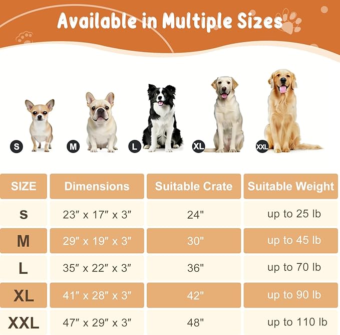 EMPSIGN Dog Bed Mat Crate Pad Mattress, Ultra Soft Pet Kennel, Grey, XXL | Reversible(Cool & Warm), Waterproof Linings, Removable Machine Washable Cover, for 48" Dog Crate, Firm Support