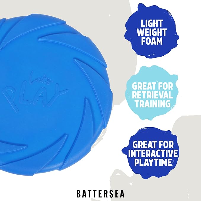 Rosewood Battersea Foam Flyer, Frisbee Dog Toy, 23.5cm x 23.5cm,Blue