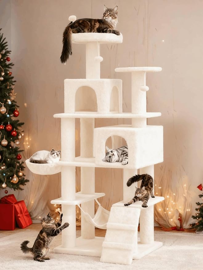 YITAHOME 75 Inch Heavy Duty Cat Trees for Large Cats | Cat Tower Indoor with Scratching Post, Hammock, Cat Condo, Beige