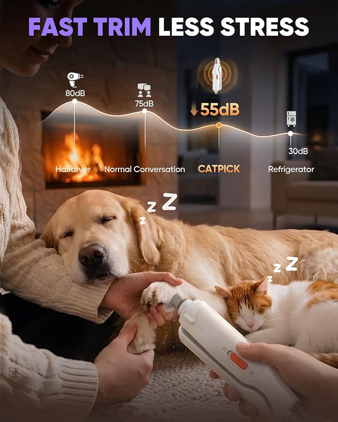 CATPICK 2-in-1 Cat Nail Clippers & Dog Nail Clippers Trimmers for Large Medium Small Dogs Cats Claw Trimmer Quick Sensor and Safety Guard USB Rechargeable with 2 LED Lights Dogs Nail Trimmer