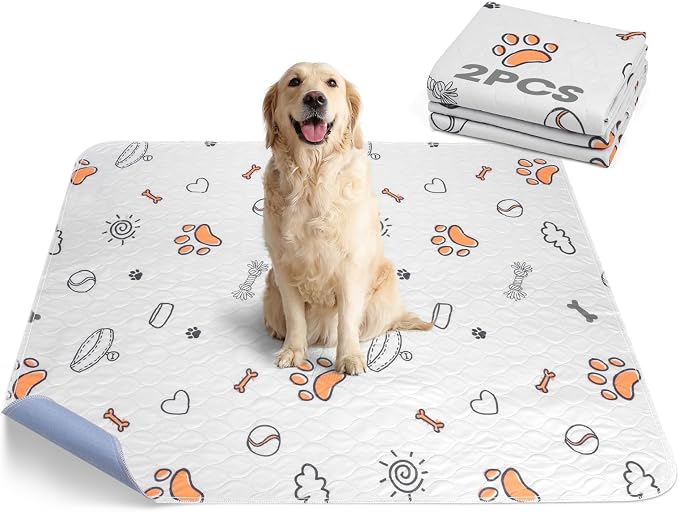 FURTIME Washable Pee Pads for Dogs, Super Absorbent, 2 Pack 34"x36" Gray | Reusable Puppy Pads Pet Training Pads, 100% Waterproof Non-Slip Puppy Pee Pad Whelping Dog Playpen Crate Mat for Potty
