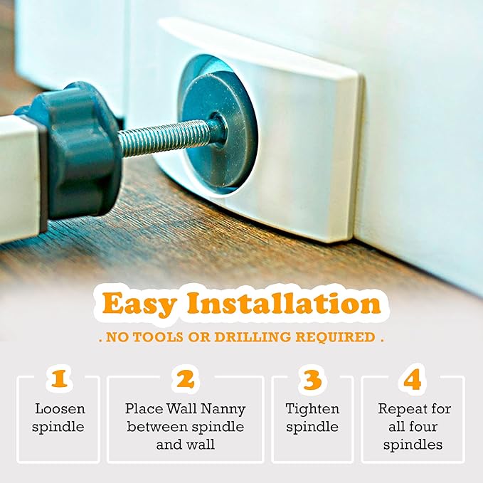 Wall Nanny - Baby Gate Wall Protector (Made in USA) Protects Walls and Doorways from Pet Gates - for Pressure Mounted Indoor Safety Baby Gates - White