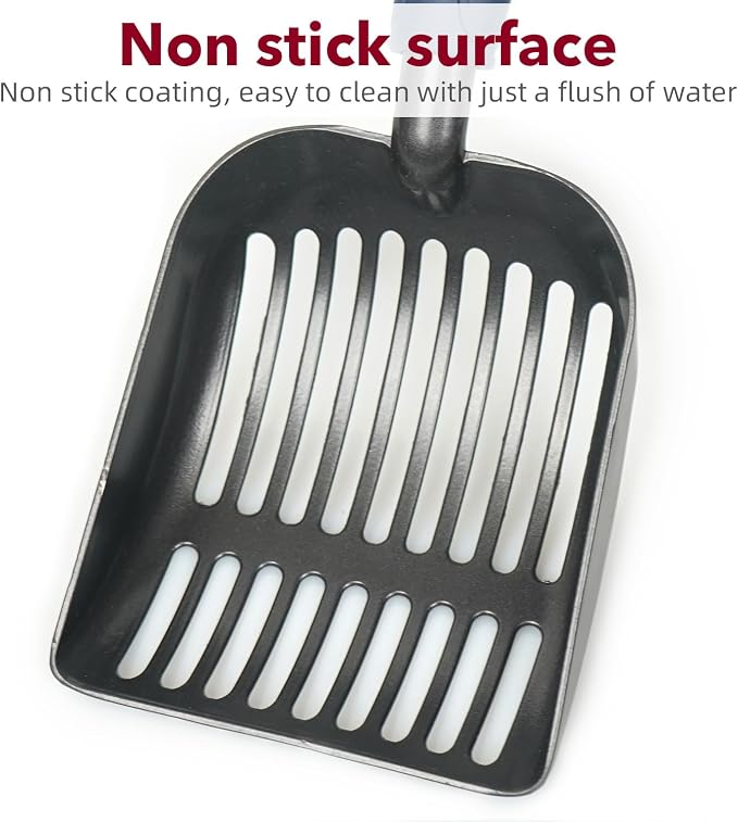 Metal Cat Litter Scoop - Non Stick Aluminum Alloy Aluminum cat Litter Scooper, Solid and Durable Oversized Metal Litter Scoops, Solid Metal, Fecal screening, Solid Handlel Aqua