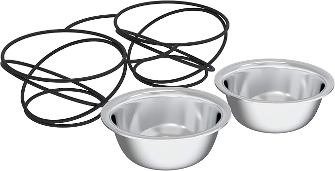 Set of 2 Stainless Steel Dog Bowls - 40oz Pet Bowls with Decorative Dog Food Stand - Metal Food and Water Dishes for Large Pets - Puppy Essentials by PETMAKER (Silver/Black)