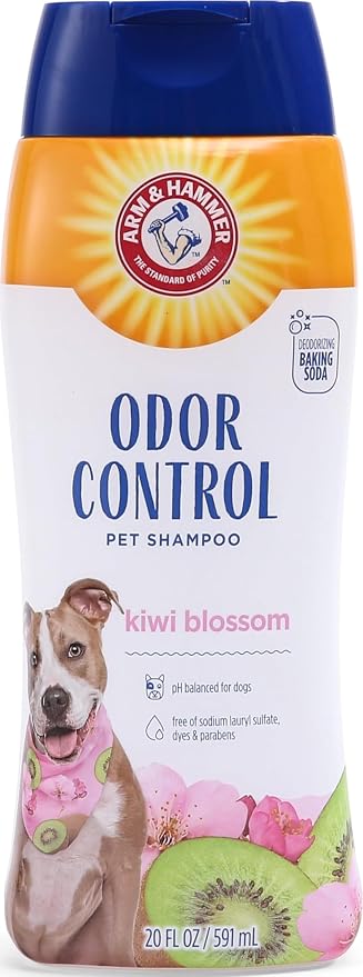 Arm & Hammer Deodorizing Dog Shampoo, Kiwi Blossom, 20 Fl Oz | Tearless, moisturizing baking soda formula for sensitive skin, safe for dogs and puppies during regular baths