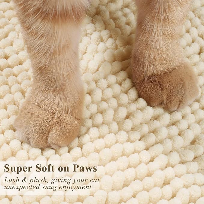 VIVAGLORY Cat Litter Mat Softgrip Litter Trapping Mat, 35"× 25", Beige | Litterbox Rug Box Catcher for Indoor & Floor, Easy Clean Washable Less-Mess Waterproof for Cat
