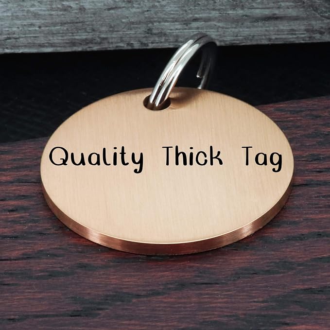 Ultra Joys Personalized Dog Tags for Pets - Durable Stainless Steel Customizable Dog Cat ID Tags - Dog Tags for Safety Optional Engraved on Both Sides -Round Shape Dog Tag Large Size, Rose Gold