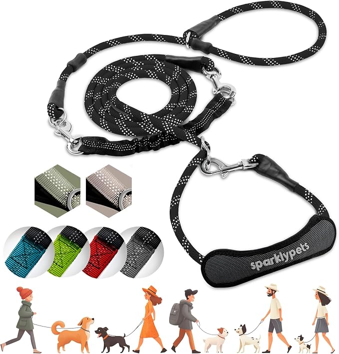 SparklyPets - Bungee Rope Handsfree Leash for 1 Dog - Demovable Slip Lead - Waist or Hip Belt Leash for Dog Walking, Running, Carnicross - Medium & Large Breeds