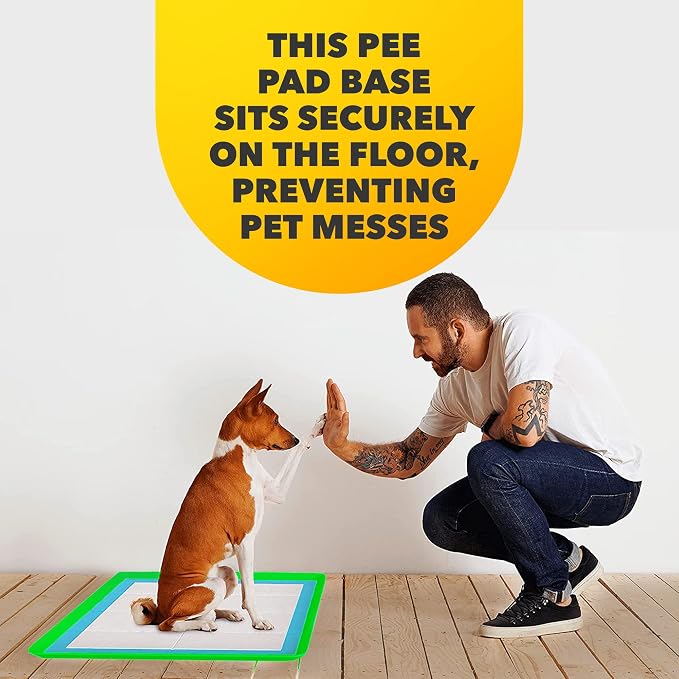 Skywin TidyFriend Travel Friendly Dog Pee Pad Holder Fits Up to 24” x 24” Wee Wee Pee Pads - Flexible Rollable Silicone Mat with Soft Edge - Quick Wipe & Potable Dog Pad Holder (Green)