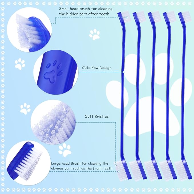 Honeydak 80 Pcs Dog Toothbrush Bulk Dual Headed Dental Brushes Dogs Tooth Brushing Kit Long Handle Pet Tooth Brush for Puppy Large Small Cats and Most Pets Teeth Cleaning Dental Supplies(Dark Blue)