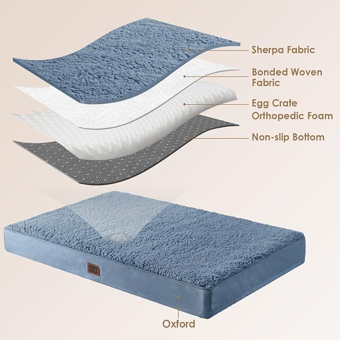 EHEYCIGA Orthopedic Dog Bed Large with Removable Washable Cover, 36x27 | Egg Crate Foam Support, Durable Oxford fabric, Non-Slip Bottom, Machine Washable, Soft Waterproof Plush Pet Bed Mat For Crate