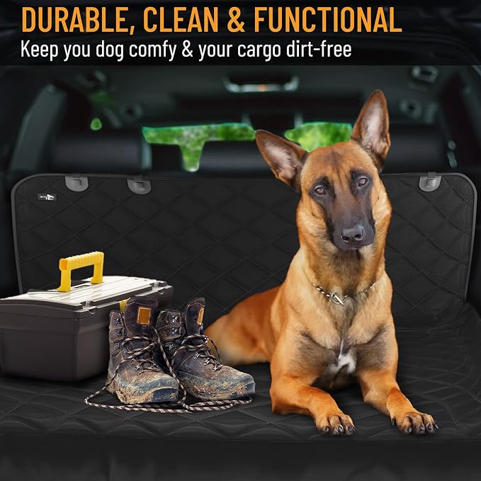 Active Pets Cargo Liner for Dogs, Durable Non Slip Vehicle Seat Cover, Protects Against Dirt & Fur, Pet Cargo Liner for SUV & Trucks, Large Size Trunk Cover for Dogs Universal Fit - Black
