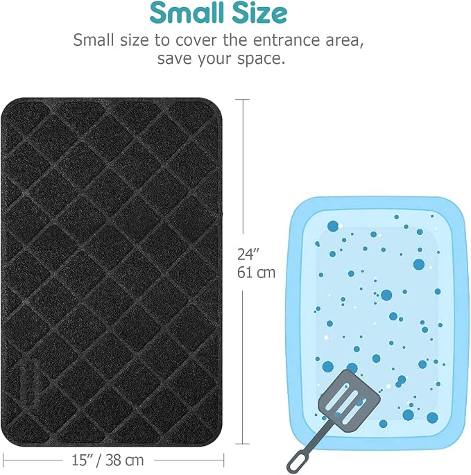 Conlun PVC Cat Litter Mat 24" x 15" Inch Black, Non-Slip, Less Waste Cat Litter Box Mat, Soft on Kitty’s Paws, Urine Waterproof