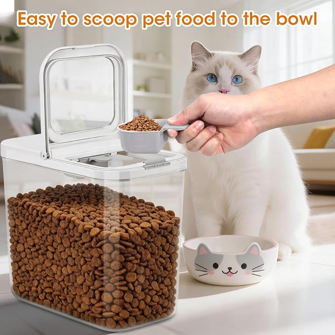 TBMax Dog Cat Food Storage Container 12Lbs with Airtight Flip-up Lid, Large Pet Food Dog Treat Container with Scoop, Airtight Food Storage Bin for Kitchen Organization