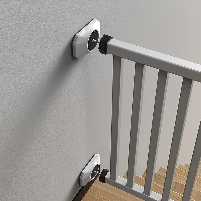 ICERO - Baby Gate Wall Protector - Protect Walls & Doorways from Pet & Dog Gates - for Child Pressure Mounted Stair Safety Gate- 8 Pack, White