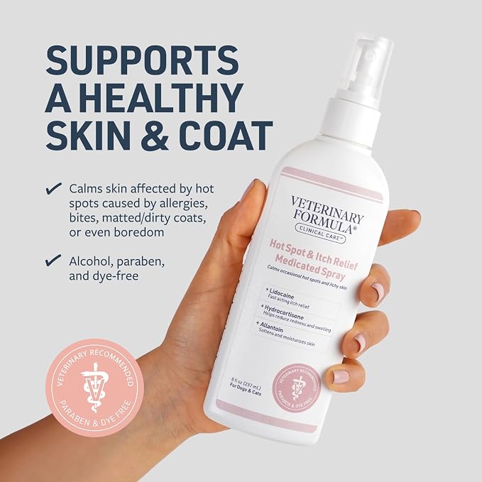 Veterinary Formula Clinical Care Hot Spot & Itch Spray, 16 oz, 2-Pack | Medicated Sprayfor dogs and cats that helps alleviate sensitive skin, scratching and licking of the coat