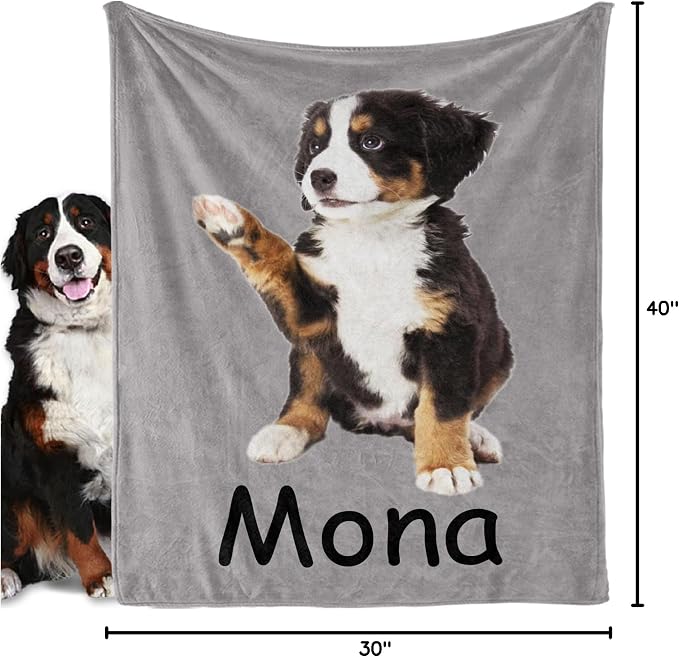 Personalized Dog Blanket, Customized Pet Blankets with Name Picture, Throw Blanket for Small Medium Large Dog Puppy Cat