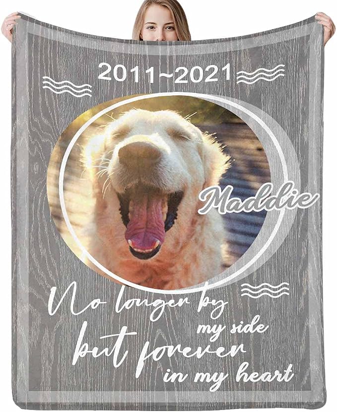 Custom Photo Blanket Best Memorial for Your Pets - Personalized Cozy Fleece Throws Blanket with Picture Upload for Dogs Cats Family Friends
