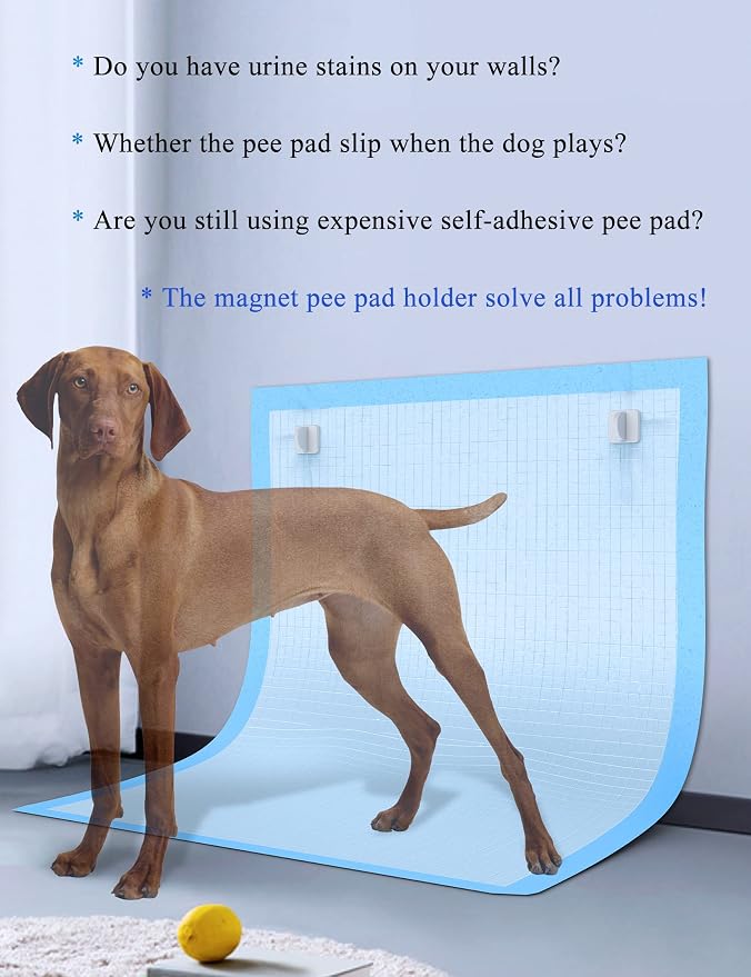 Pee Pad Holder for Dogs Potty Training Pad Magnetic Wall Holder for Leg-Lifting Dogs & Marking in the House Compatible with Any Size of Puppy Pee Pads (White)