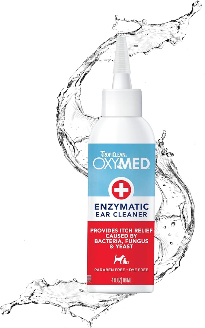TropiClean OxyMed Enzymatic Dog Ear Cleaner, Vet Recommended, 4 oz