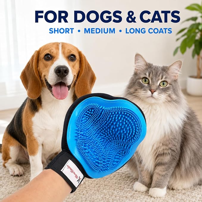 Warren London 2-in-1 Pet Grooming Glove for Dogs & Cats, Reversible Brush