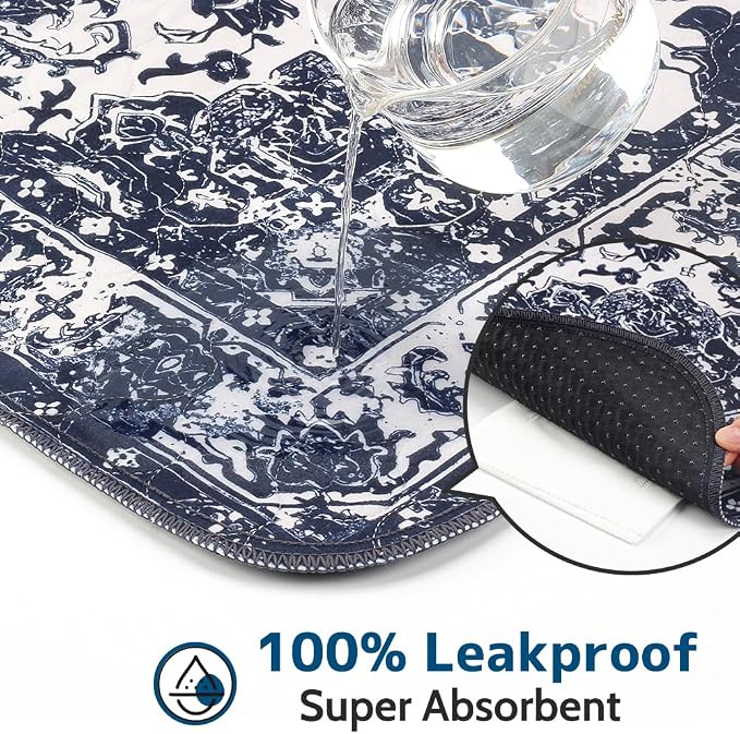 Washable Pee Pads for Dogs, 2 Pack Reusable Puppy Training Pads 24"x18" Super Absorbent Waterproof Dog Training Pads, Non-Slip Potty Pads, Whelping Pads Litter Mat Navy Blue