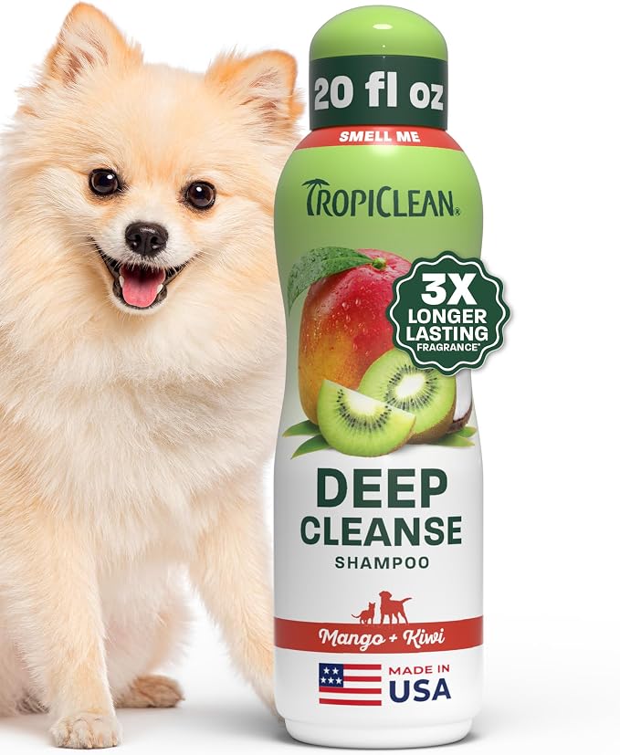TropiClean Mango & Kiwi Dog Shampoo, 3X Longer Lasting Scent, 20oz