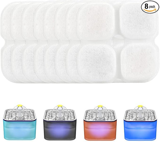 Wonder Creature Cat Water Fountain Filter Replacement, 6/8/6+6/12+12 Pack for Crystal Cat Fountain, 3L/101oz Pet Water Dispenser Filters (8 Pack)