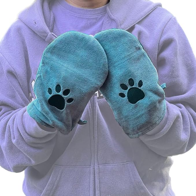 Penny & Niko Microfiber Pet Towel Mitts - Paw Cleaning and Drying Mitts/Gloves for Dogs and Cats (Sky Blue, Standard - 4 Pack)
